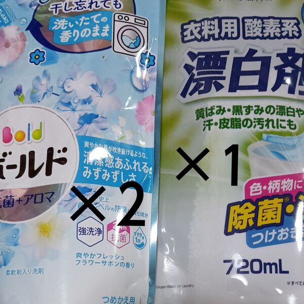 ローニーシャンプー&トリートメント サシェ・ボールド フレッシュフラワーサボン×2・色柄にも使える漂白剤 720ml×1