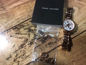 AK613 良品程度 付属品有 MARC JACOBS マーク ジェイコブス MJ3598 Classic ローズゴールド スケルトン クオーツ レディース 腕時計