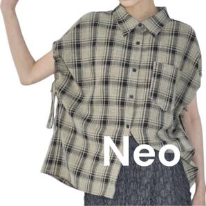 THE YOn ザヨン ドロストカフフレンチスリーブチェックシャツ
