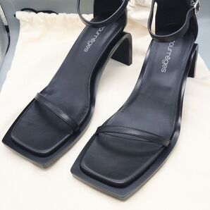 定価22万新品Courreges クレージュ24ss STREAM LEATHER SANDALS レザー ヒール サンダル 36