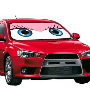 フロントガラスサンシェード 目デザイン ピンク