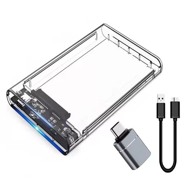 2.5インチ 外付けSSD/HDDケース USB3.0 SATA 5Gbps SSD/HDD type-c変換アダプタ付属
