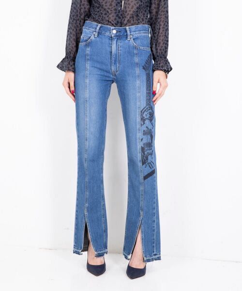23SS HYSTERIC GLAMOUR GUITAR GIRL センタースリットデニムパンツ 28 ユニセックス