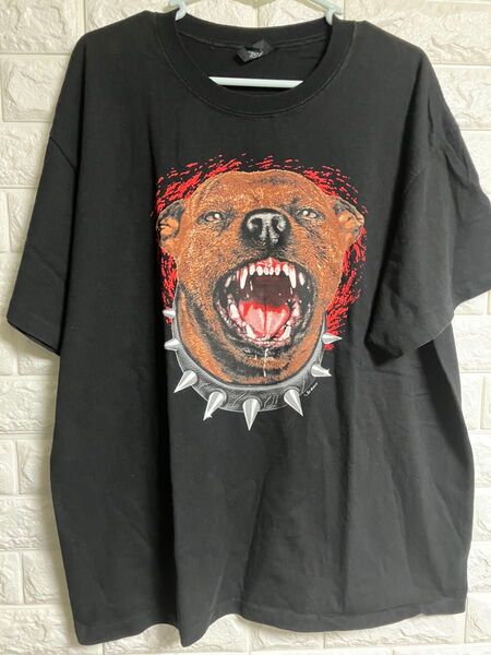 90's ドッグプリントTシャツ USA製 ビンテージ古着 XL
