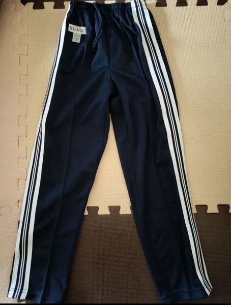 美品 ジャージ 長ズボン 体操服 体操着 ネイビー 紺 スクール 学校 小学生 150 サイドライン入 男の子女の子