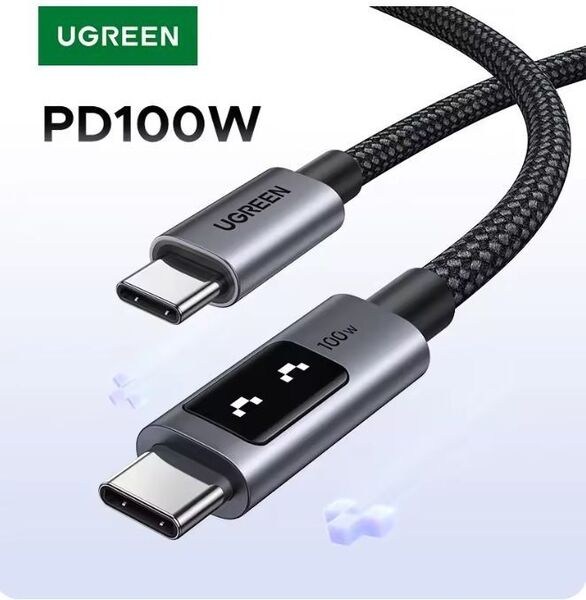 UGREEN Uno LED画面付 Type C ケーブル 1m 100W/5A PD3.0 超急速充電