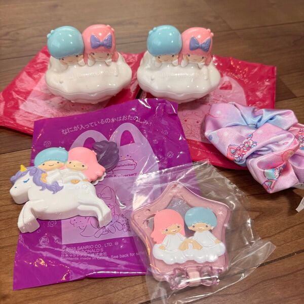マクドナルド ハッピーセット キキララ リトルツインスターズ サンリオ 小物ケース シュシュ ミラー 鏡 コーム くし