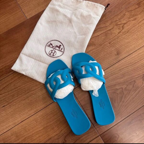 新品未使用 エルメス サンダル シェーヌダンクル アロハ ラバー 35 HERMES ビーチサンダル