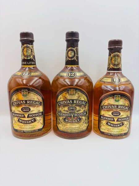 未開栓 CHIVASシーバスリーガル ウイスキー 12年 3本セット 750-1000ml 43% まとめ売り