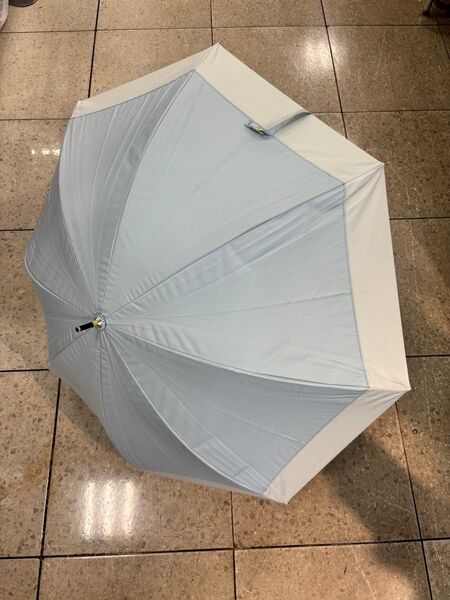 晴雨兼用 日傘 スカイブルー×ベージュ 裏側黒コーティング 遮光遮熱 UPF50