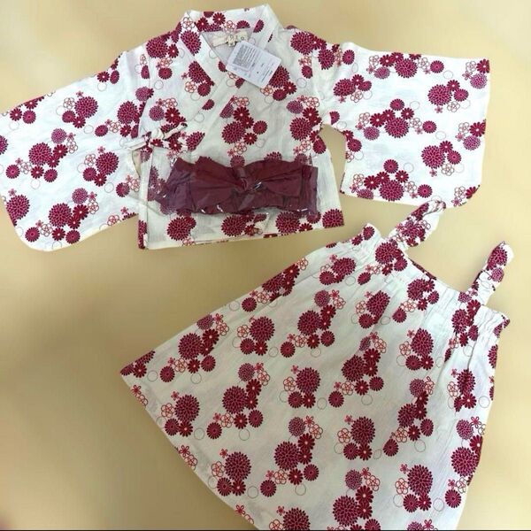 新品 ベビー 浴衣 ドレス ワンピース 簡単 甚平 90 浴衣風 女の子