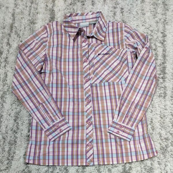 Columbia サラサラ素材 チェック柄シャツ レディースL オムニシールド