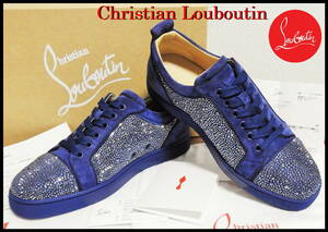 激レア Christian Louboutin ルイススワロ 国内正規 銀座店購入 クリスチャンルブタン メンズ 41 ストラス ローカット 美品 チャイナブルー