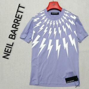 ♂新品・半袖Tシャツ【NEIL BARRETT 】サンダーボルト柄 ライラック xs