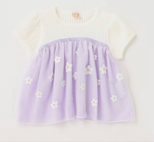 petit main デイジーチュールドッキングTシャツ