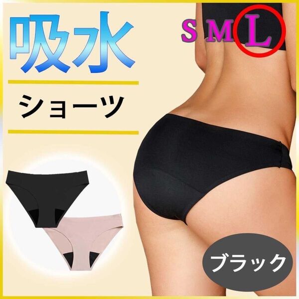 ショーツ 吸水 おりもの サニタリー 生理 インナー ノーマル ブラック