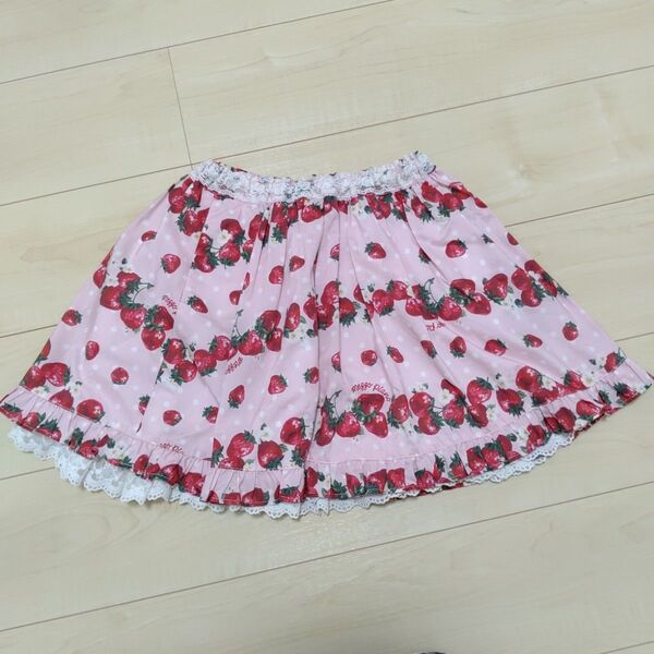 極美品 メゾピアノ いちご レース スカート 130