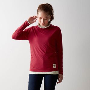 【新品未使用タグ付き】リバーシブル長袖タートルネック ミニラボ Sサイズ 赤 花柄 植物 かわいい おしゃれ パリ 防寒