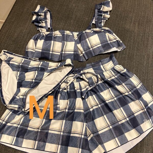 水着3点セット ビキニ ショートパンツ セット チェック柄 水着