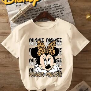 ◎ミニーマウス プリントTシャツ Mサイズ ベージュ