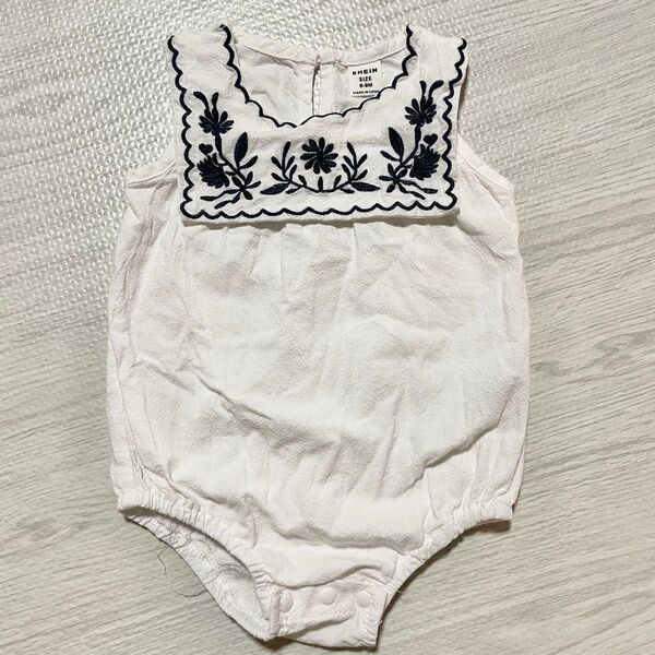 ベビー服 ロンパース 刺繍 6-9month 子供服 女の子 半袖ロンパース シーイン