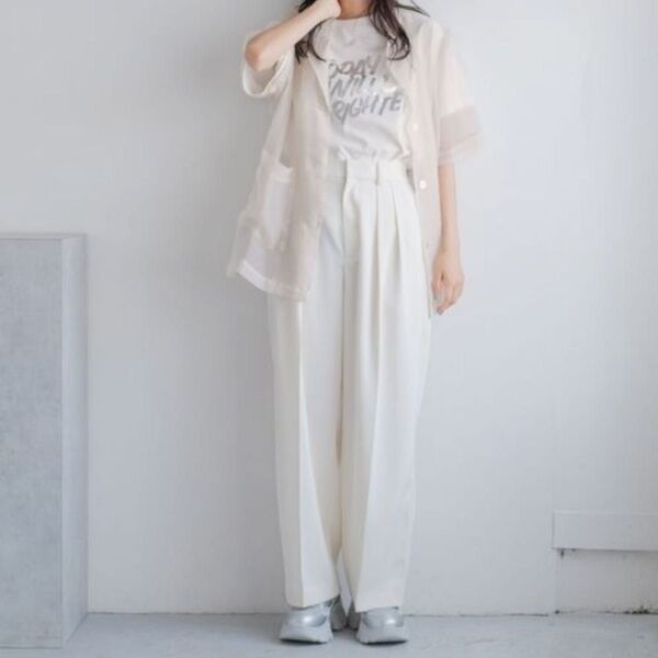 【新品未使用】ローリーズファーム ダブルタックワイドパンツ アイボリー M