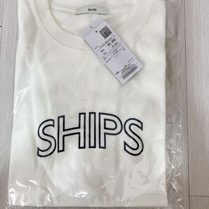 【新品未使用】SHIPS ラウンド プリント ロゴ TEE ホワイト L