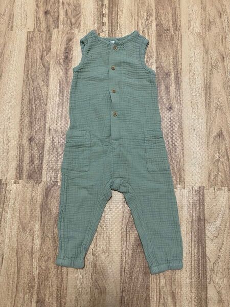 H&M ノースリーブロンパース モスグリーン 6-9M 85