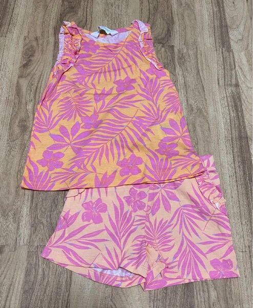 H&M セットアップ トップス ショートパンツ ハイビスカス柄 子ども服100