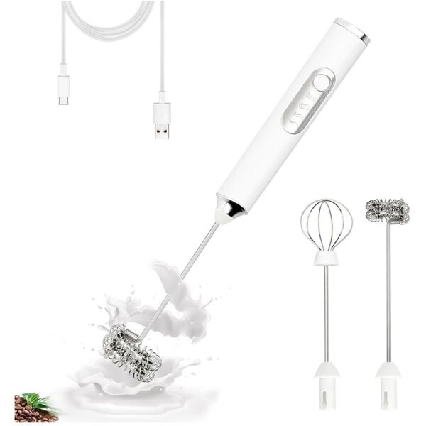 【セール】【包装なし】 電動ミルク泡立て器 USB充電式 ドリンクミキサー 3段階調節 ミルク泡立て器 ミルク泡立て器