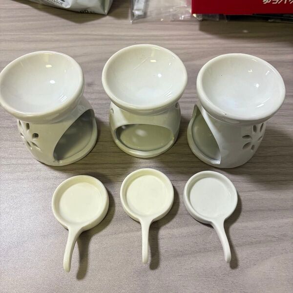 3セット アロマポット 中空香りのよい炉 アロマバーナー 陶器 香炉 芳香器 耐熱 アロマディフューザー茶香炉