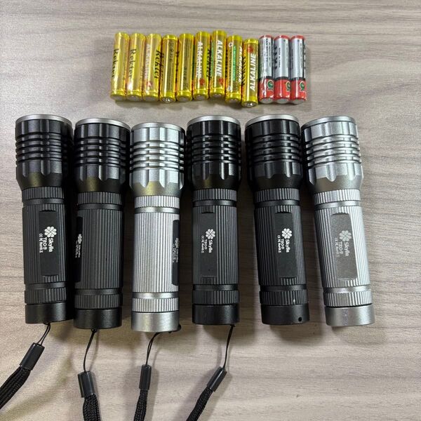 6個セット LED懐中電灯 乾電池式 アルミ製品 懐中電灯 フラッシュライト ハンディライト