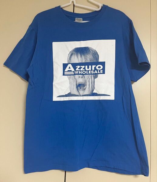 Tシャツ L 青 プリント シャツ ブルー 古着 映画 ホームアローン パロディ