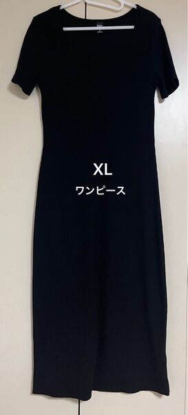 DAZY 黒 スクエアネック 半袖 ニット ワンピース XL 半袖ワンピース SHEIN ロングワンピース