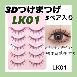 つけまつげ 3D 大人気 5ペア コスプレ メイク イベント 韓国 LK01