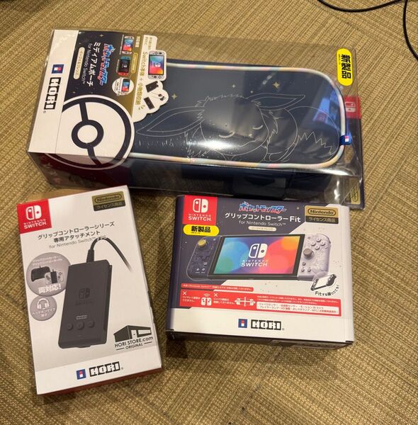 Nintendo Switch グリップコントローラー Fit HORI ミディアムポーチ イーブイ&フレンズ アタッチメント