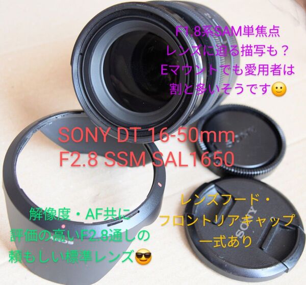 SONY DT 16-50mm F2.8 SSM SAL1650 Aマウント 交換レンズ レンズフード・フロントリアキャップあり