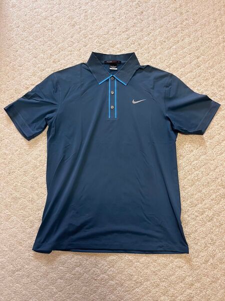お買い得!NIKE golf ナイキゴルフ タイガーウッズコレクション ポロシャツ 超美品 サイズ L ネイビーグレー