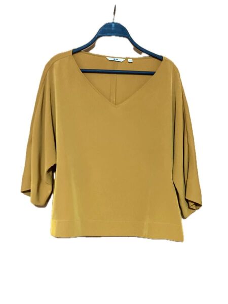 UNIQLO 七分袖ブラウス マスタードイエロー 【L】