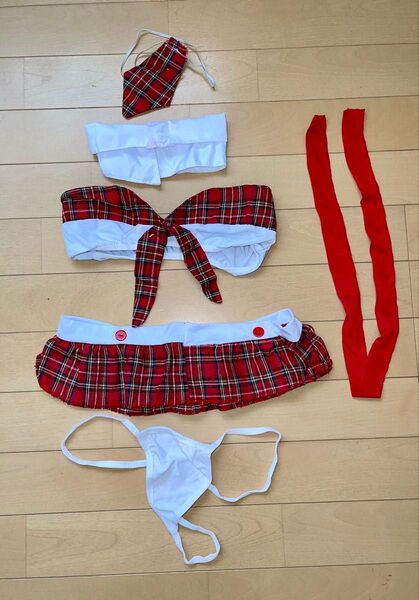 セクシーコスプレ学生服風ベビードールネクタイ襟ブラジャースカートTバックショーツ コスプレ衣装 Tバック