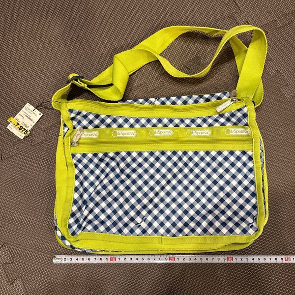レスポートサック LeSportsac ショルダーバッグ ネイビーチェック 黄緑 旅行 ポーチ付き 新品未使用 ハンドバッグ