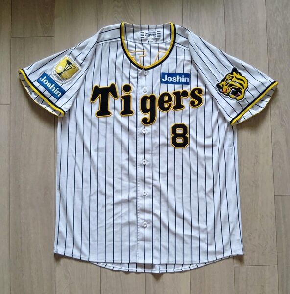 【限定】阪神 タイガース 佐藤 チャンピオンマーク ホーム ユニフォーム ミズノ O