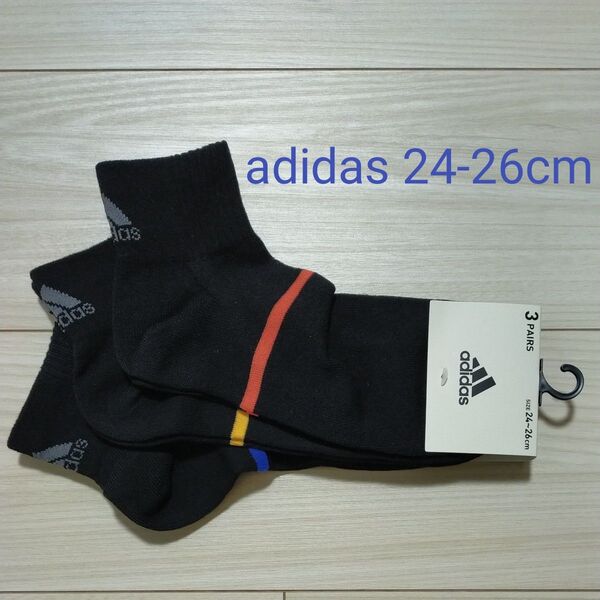 アディダス adidas メンズソックス 24-26cm 3足セット 新品未使用タグ付き