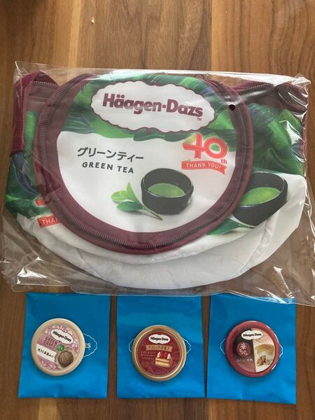 ハーゲンダッツ 保冷バッグ&ミニカップ缶バッジフィギュア3個セット