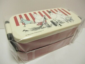 * new goods * Moomin *2 step lunch box 600ml* chopsticks * bulkhead attaching * side stop .* made in Japan * border & stripe *