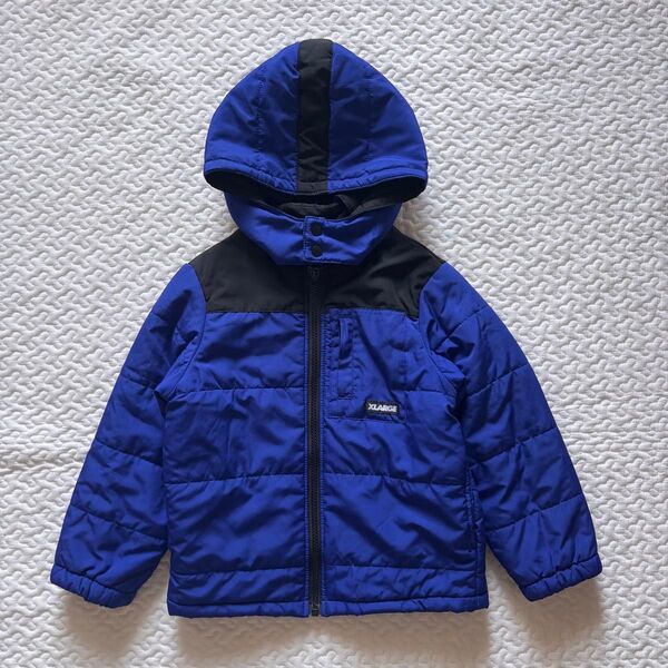 XLARGE フード付き中綿ジャケット 青 110 キッズ アウター ジャケット ブルー