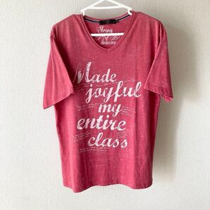 メンズプリントTシャツ レッド系 LL 古着 部屋着