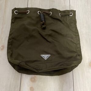 PRADA 巾着バッグ グリーン ナイロン