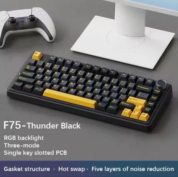 新品 未使用 AULA F75 メカニカルキーボード Thunder Black カラー グレー軸 75% レイアウト 80キー