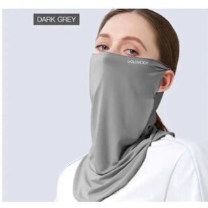 ダークグレー フェイスカバー 日焼け防止 UVカットマスク 冷感 アウトドア マスク